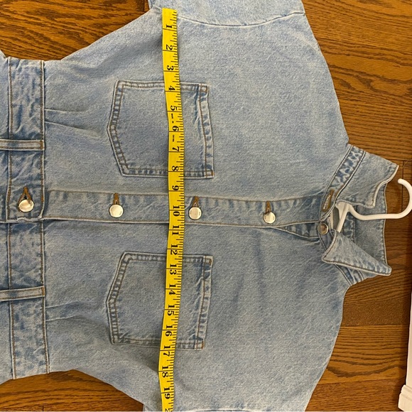 Zara women Denim Button Up Shorts Romper Jumpsuit Size Medium - Picture 9 of 10
